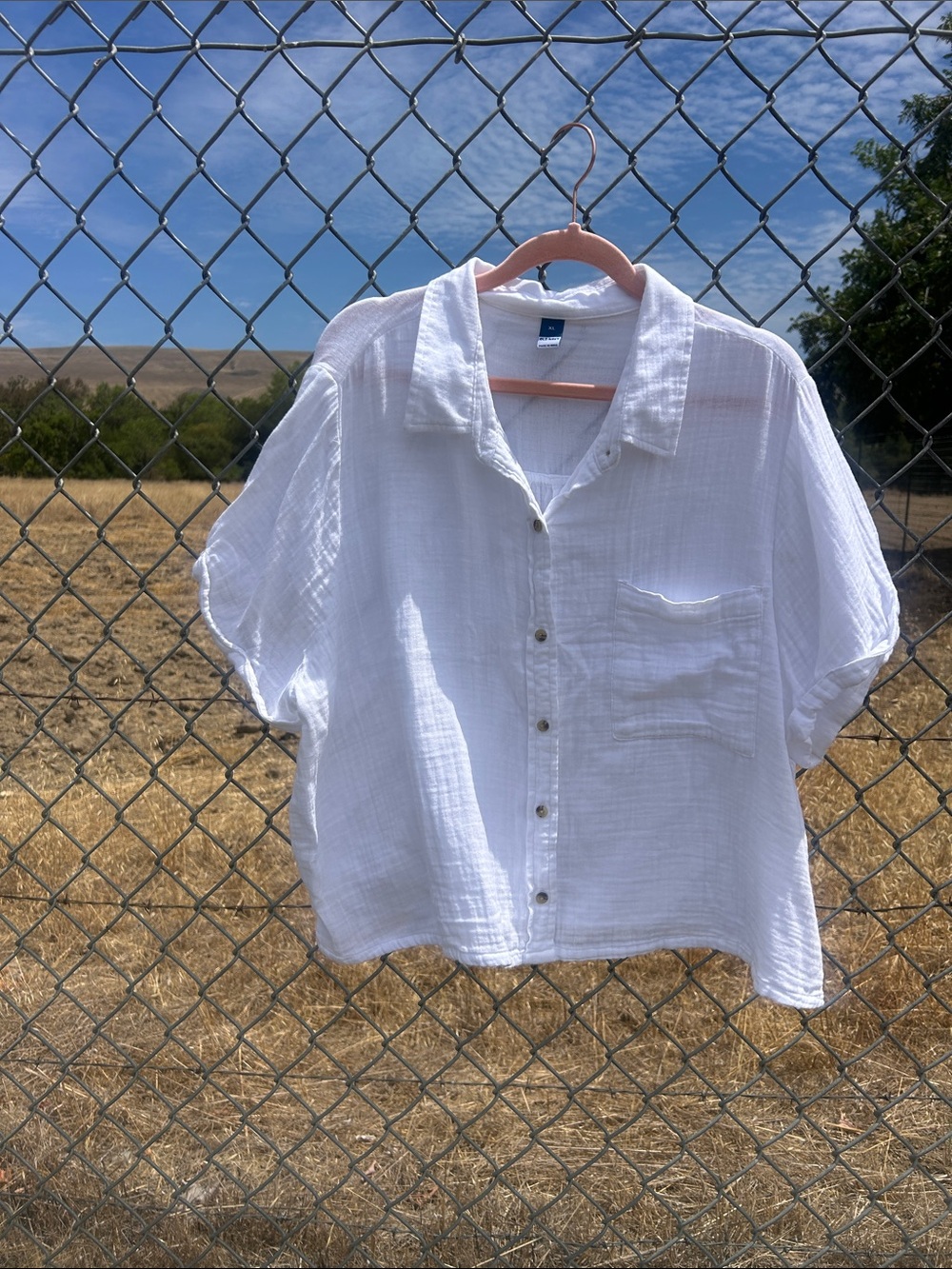 Old Navy Relaxed 100% Cotton White Button-Down Shirt
